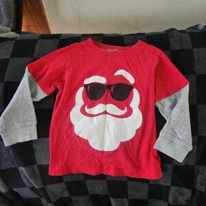 Carter's Red and Gray Santa Long Sleeve Tee